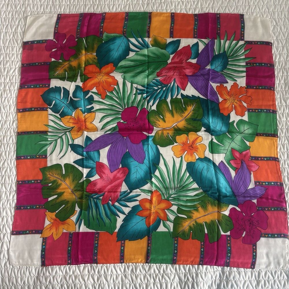 VINTAGE SPECIALTY HOUSE Floral 100% Silk Scarf